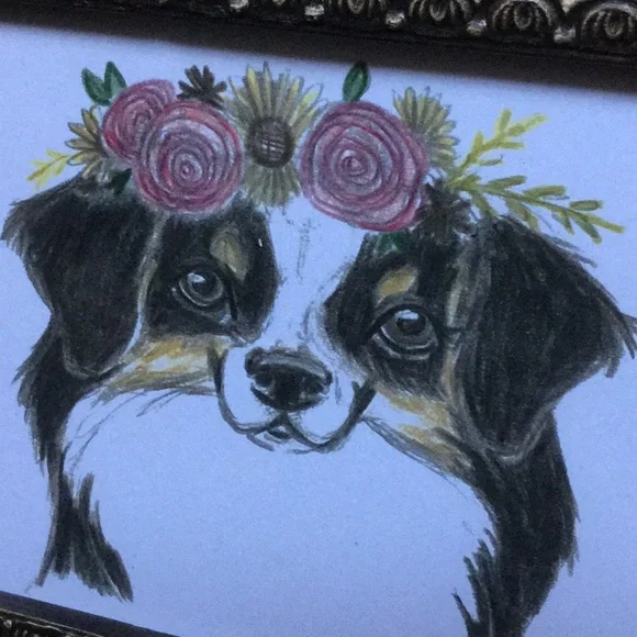 Artisan print artwork doggie floral pet cabin dog  mom lodge Aussie holiday gift - Picture 3 of 7